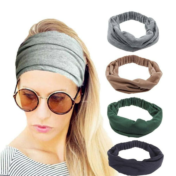 1 Pc Knot Hairband For Women Elastic Turban headband Sport head Wrap headwear Hair Accessories,Style1 Yellow 